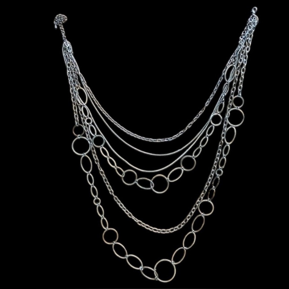 Elegant Layered Dark Silver Chain Necklace